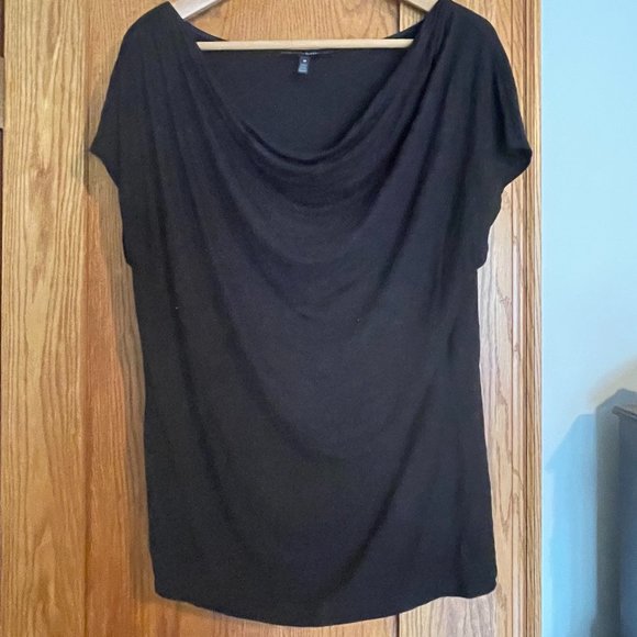 Black Short Sleeve Cowl Neck Tshirt - Picture 1 of 3